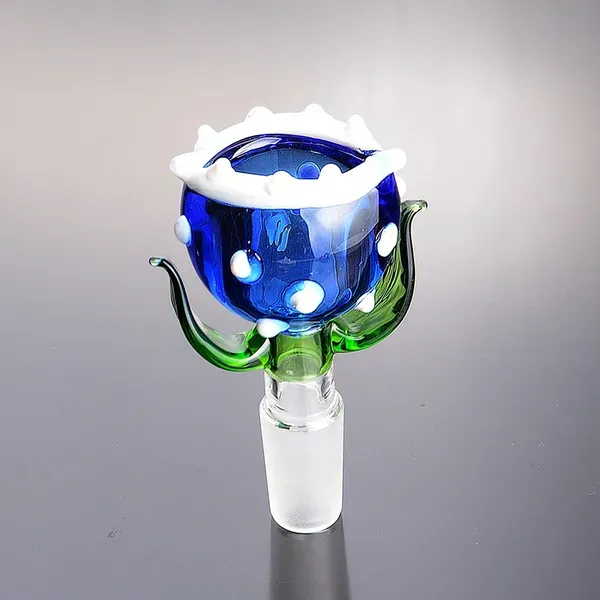 Tigelas de vidro de flor canibal azul 14mm 18mm macho para tigela de tabaco pedaço de água Bongs Dab plataformas de petróleo cachimbos