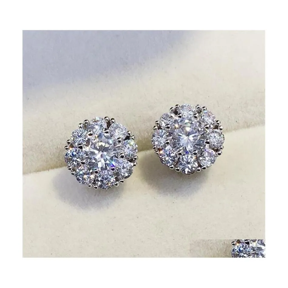 Stud Infinity Ins Simple Fashion Jewelry 925 Sterling Sier Trend White Topaz Cz Diamond Gemstones Women Wedding Earring For Gilrs Dr Dhrak