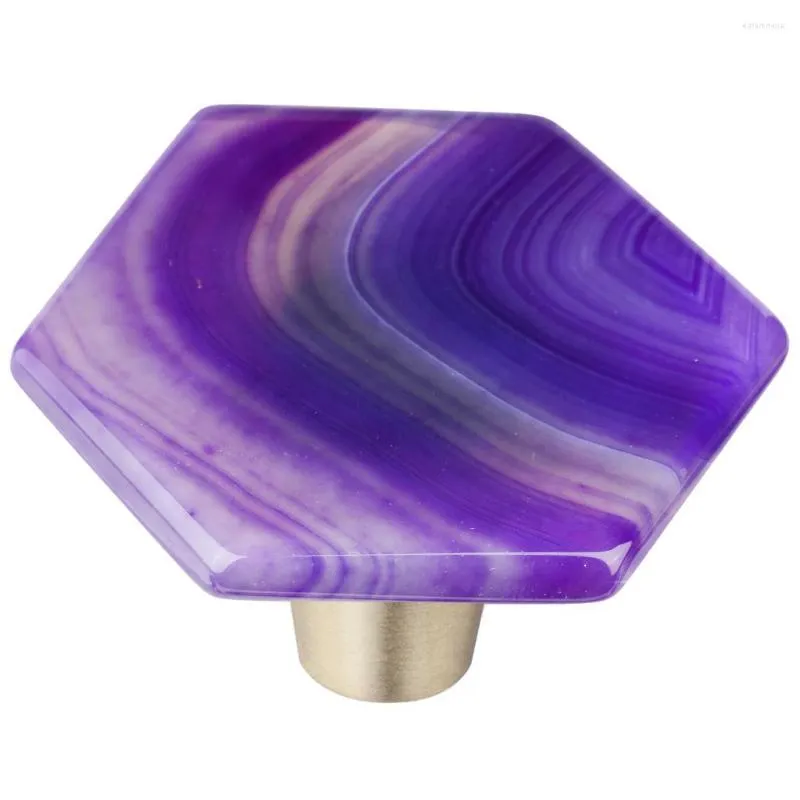 Jewelry Pouches Stained Purple Agate Slices Drawer Cabinet Pulls Knobs Dresser Cupboard Door Brass Handle Wall Hanging Hooks Furniture Decor