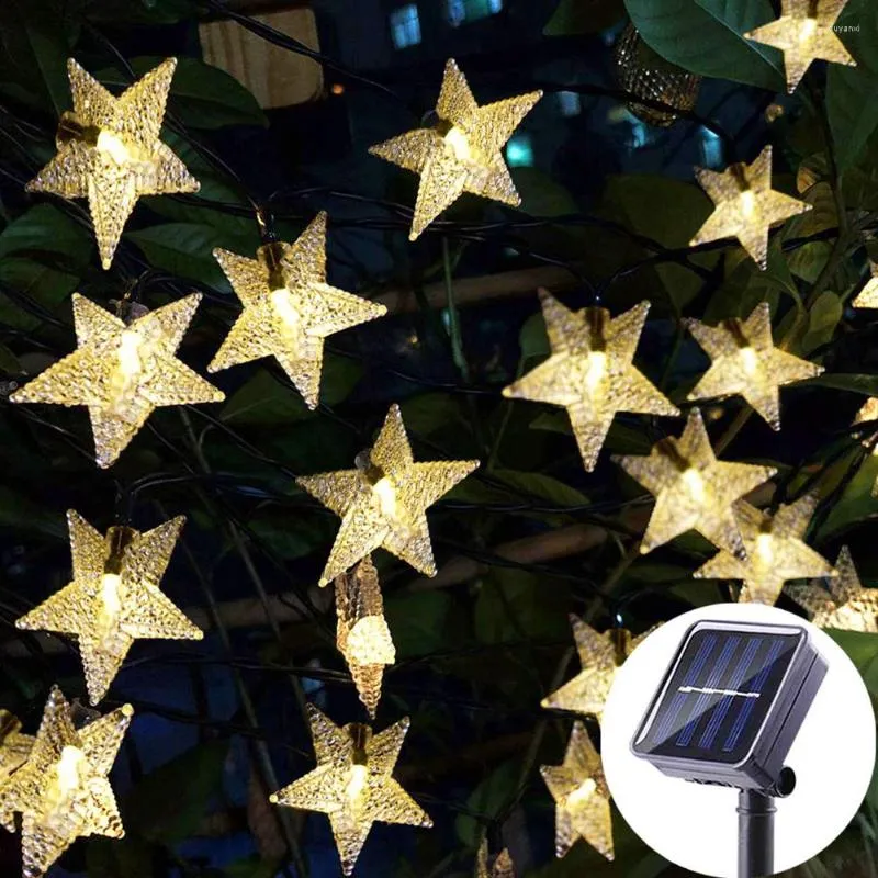 Strings 20 50Led Solar Led String Licht Waterdichte Bee Water Drop Peach Blossom Star Ball Crystal Globe Snowflake Decoratie voor Outdoor