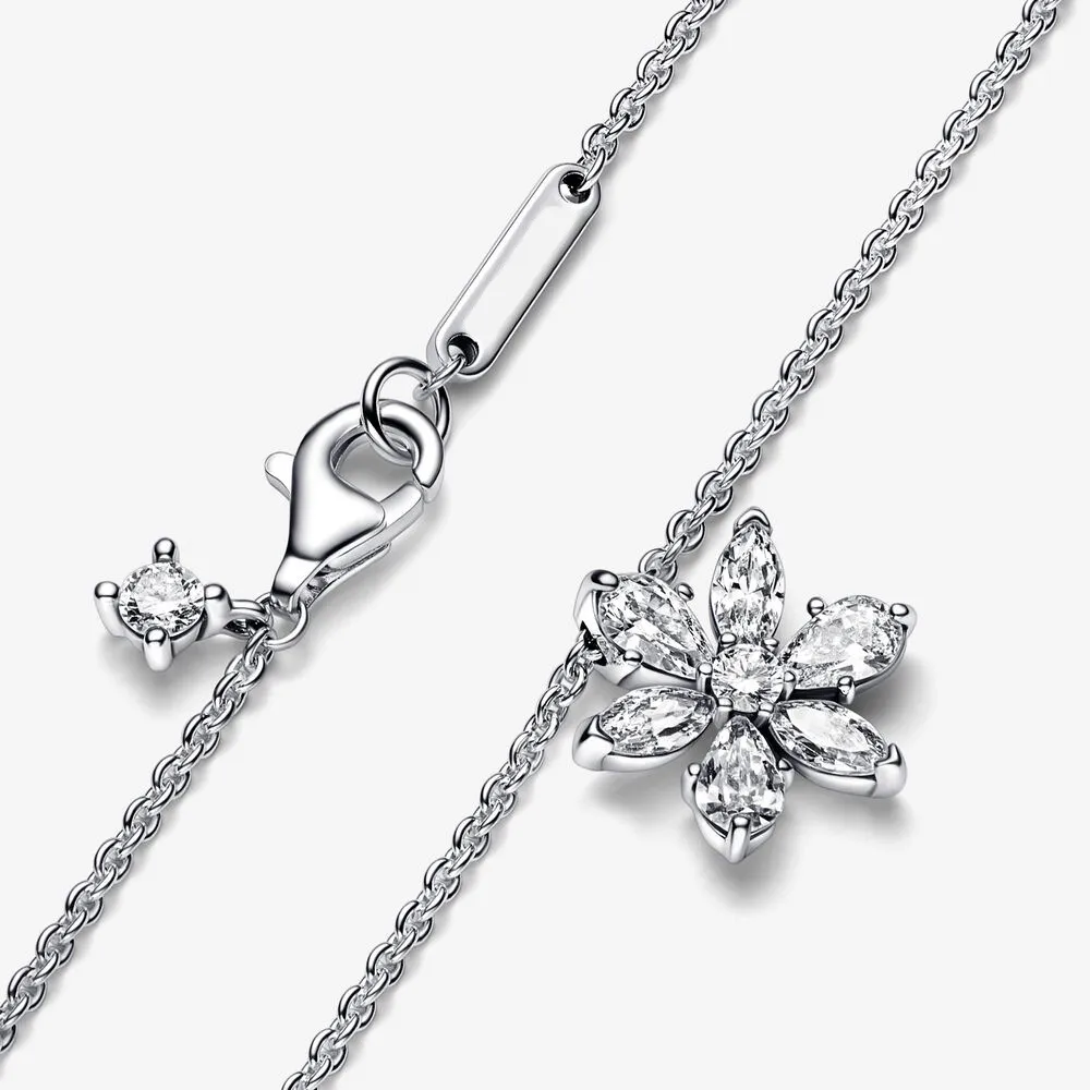 925 Sterling Silver Authentic Anh￤nger Halsketten Zirkon Blume Frauen passt Pandora mit Originalbox Charms Birthday Geschenk Weihnachten Schmuck N019