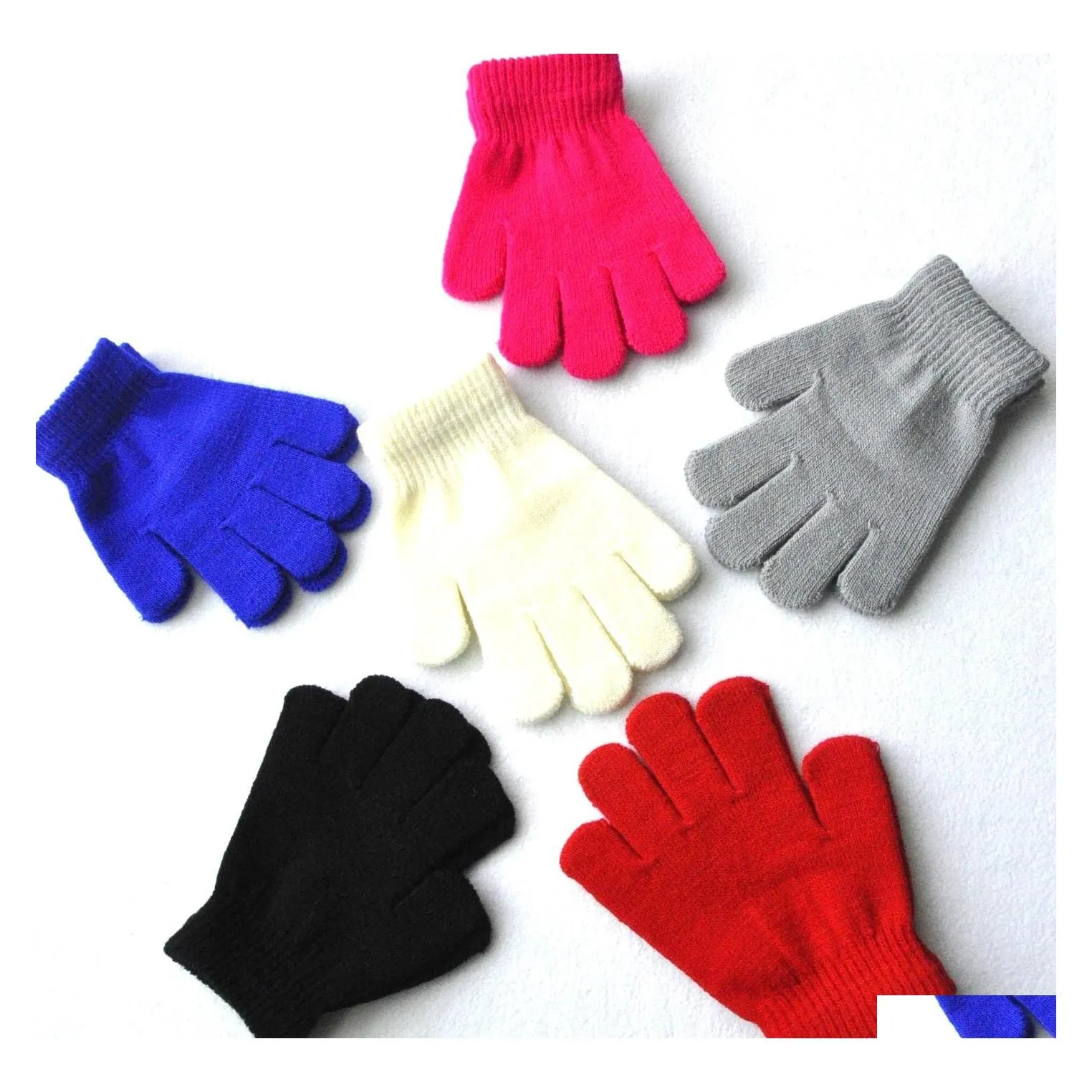 Other Festive Party Supplies Children Winter Gloves Solid Candy Color Boy Girl Acrylic Glove Kid Warm Knitted Finger Stretch Mitte Dht4F