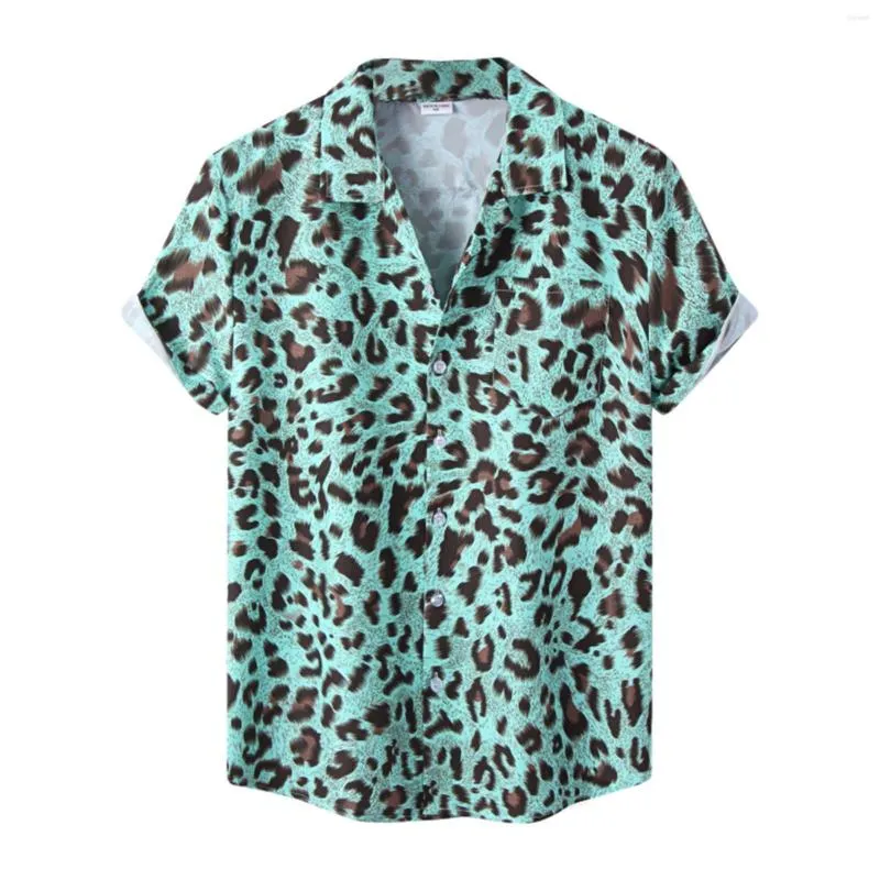 Men's Casual Shirts Stylish Leopard Print Hawaiian Aloha Shirt Men 2023 Summer Short Sleeve Beach Mens Holiday Party Vacation Clothing