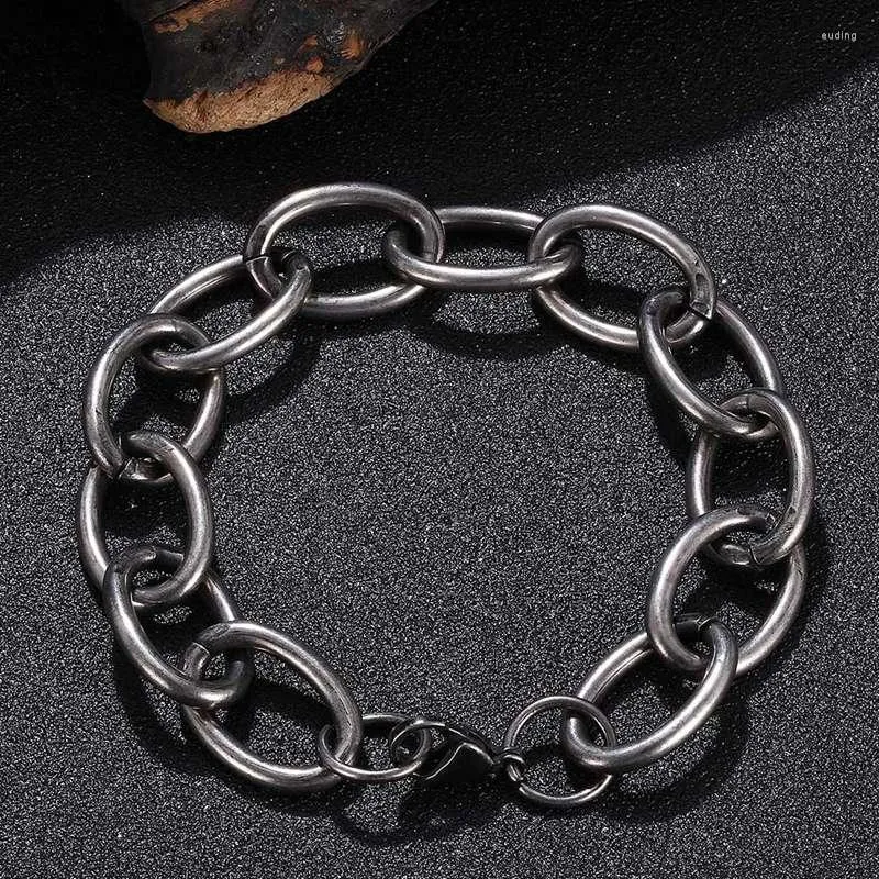 Gliederarmbänder, 15 mm breit, große Kette, silberfarben, für Männer und Frauen, Stahl, Metall, dick, anlaufgeschützt, Schmuck GS0109