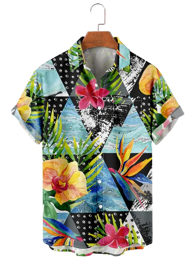 Chemises décontractées pour hommes 2023 chemise à revers à manches courtes à manches courtes de grande taille plage 3D imprimée avec de la poche