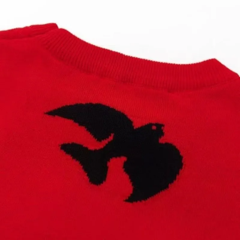 Womens t shirt red loose breathable short sleeve fashionable swallow letter print the same sweater for lovers red