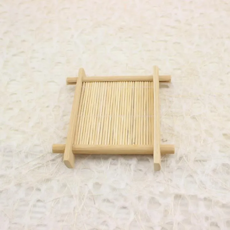 Green Bamboo Square Shape Brief Bamboo Soap Holder Handmade Soap-Dish Bath Supplies SN4773