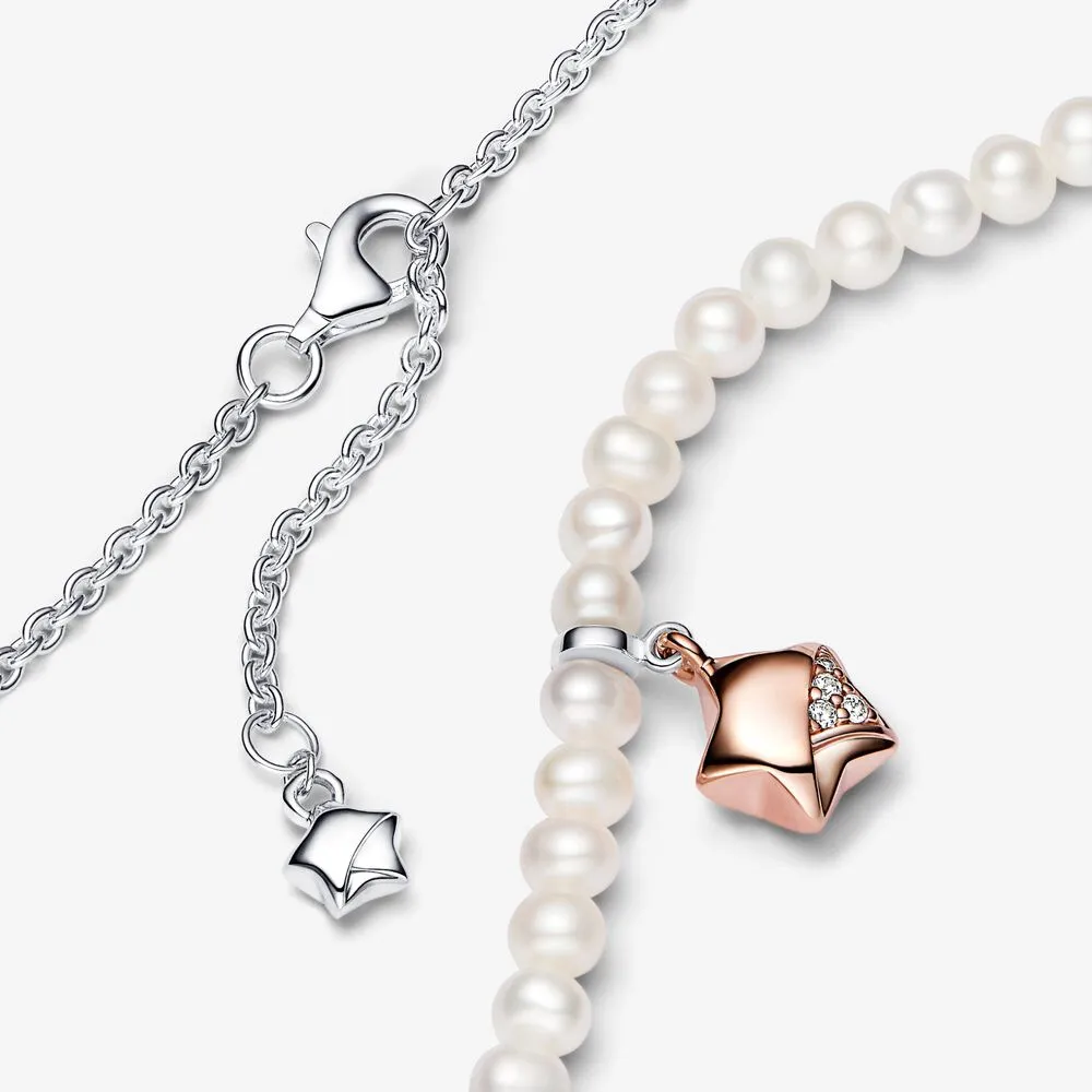 Аутентичные подвесные ожерелья Star Pearls Women 925 Серебряные подходит Pandora с оригинальными коробками -шарми