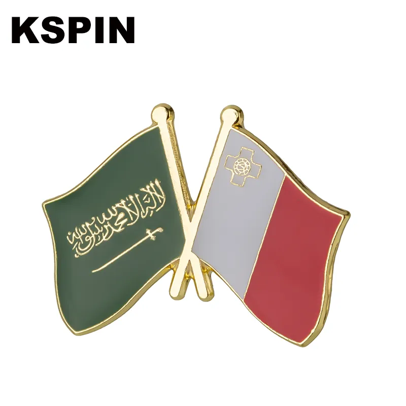 Broches d'amitié arabie saoudite malte, épingle à revers, badge de drapeau, broches, Badges, 10 pièces par Lot XY2205