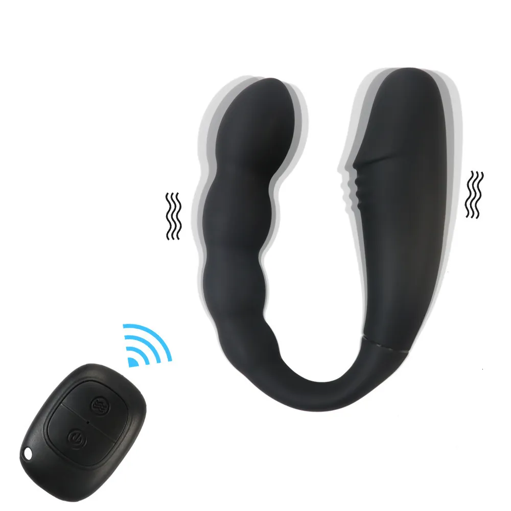 Giocattoli anali Vibratori a doppia testa a forma di U con controllo wireless per le donne G Spot Clit Anal Remote Dildo Adu_voghion.com