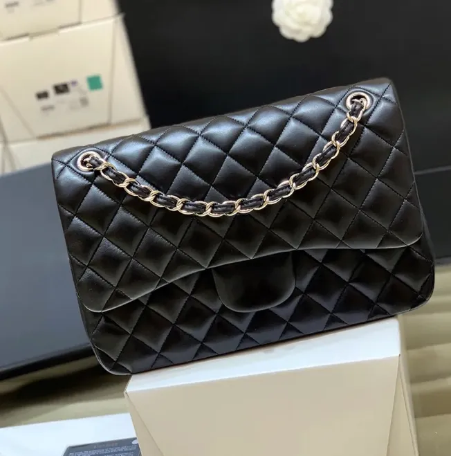 202310A Mirror quality Classic Large Size Sheepskin Flap Bag 30CM Women Designer Caviar Chain Bag With Box C086