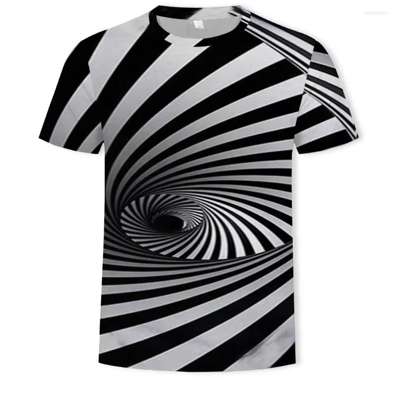 Herren-T-Shirts, Sommer, 3D-Druck, schwarz-weiß gestreift, kariertes T-Shirt, modisch, lässig, bequem, kurzärmelig, XXS-6XL