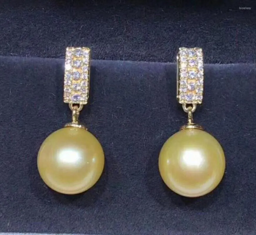 Kolczyki Dangle Biżuter Urocza wspaniała 9-10 mm Southsea Pearl Earring Solid Gold