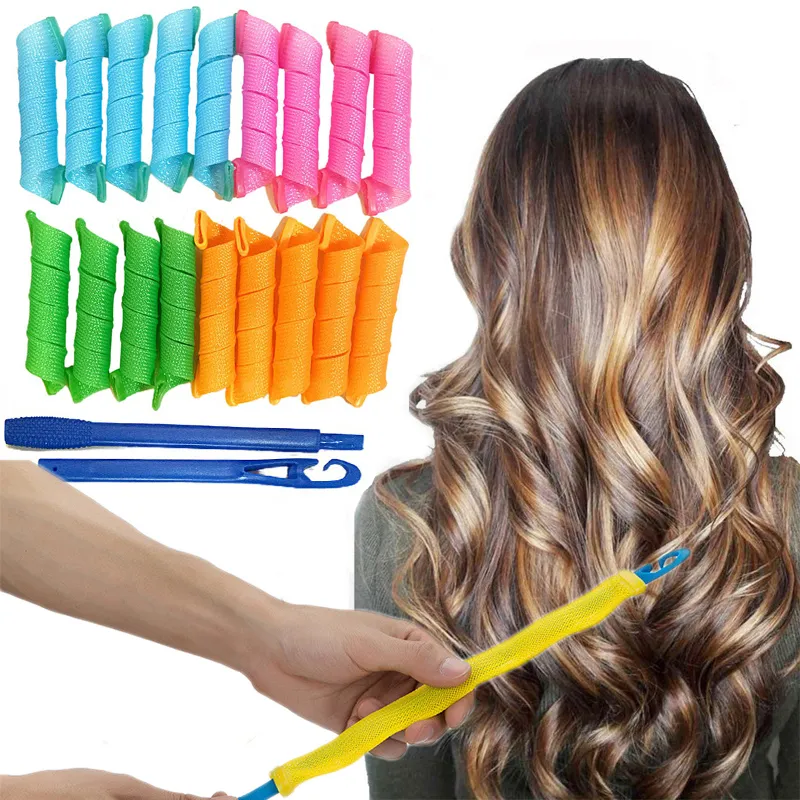 18 PCS Taşınabilir Magic Curler Stil Aksesuarları Saç Maşifleri Zarar Vermeyen Dalga Oluşturucular Aracı DIY Saç Silindirleri