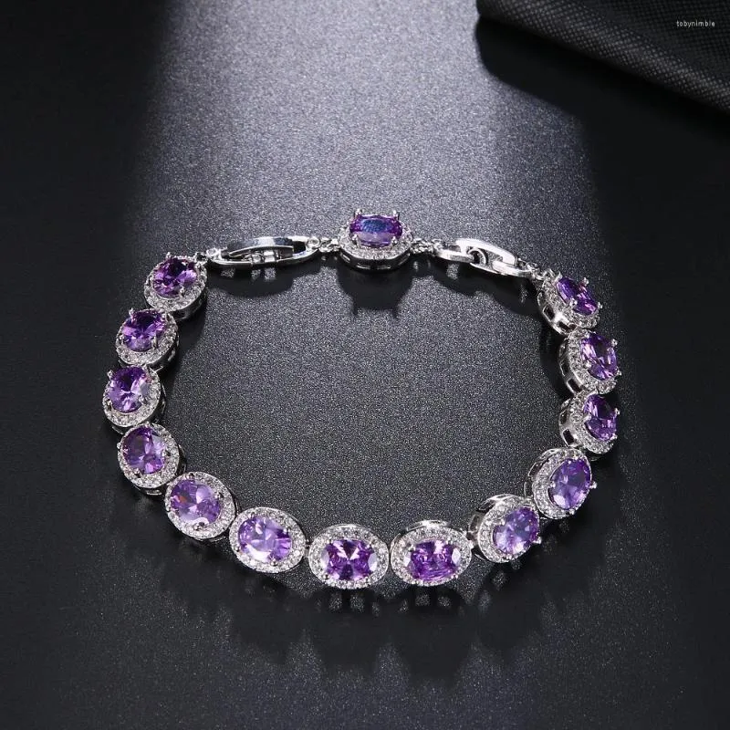 Bangle Hermosa Fashion High Quality OvalAmethyst Jewelry Bracelet 7'' For Woman/Lady HS0122B