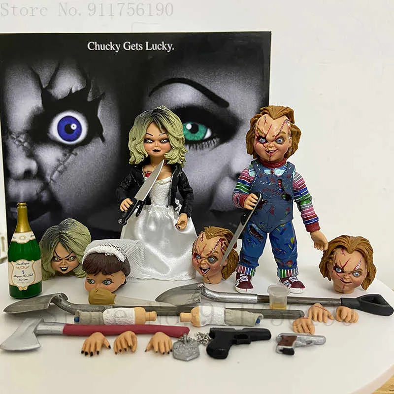 Aksiyon oyuncak figürleri neca gelini chucky aksiyon figür bebek nihai chucky tiffany şanslı iyi adamlar çocuk oyunu korkutucu koleksiyon korku modelleri T230105