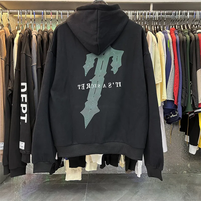 Herrtröjor tröjor fw stort brev t tryckta män kvinnor trapstar 1 1 hög kvalitet plysch huva streetwear pullover 230105