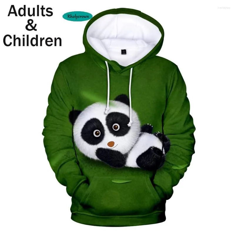 Felpe con cappuccio da uomo 2023 Felpa con cappuccio bianca 3D Panda animale Uomo Donna Felpe Autunno Stampa Con cappuccio Bambini Ragazzi Ragazze Pullover più carini