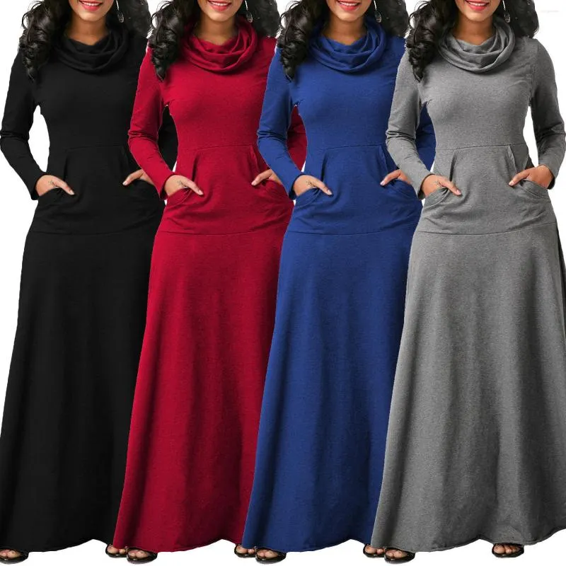 民族服秋の冬の女性ロングドレスイスラム教徒スポーツEid Abaya Kaftan Islamic hoddies abayas vestidosポケットをローブフェム