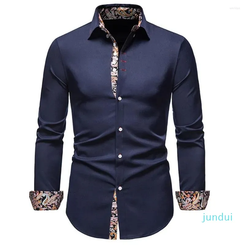 Camisas casuais masculinas no botão de moda europeia para homem de verão, estilo Paisley impresso