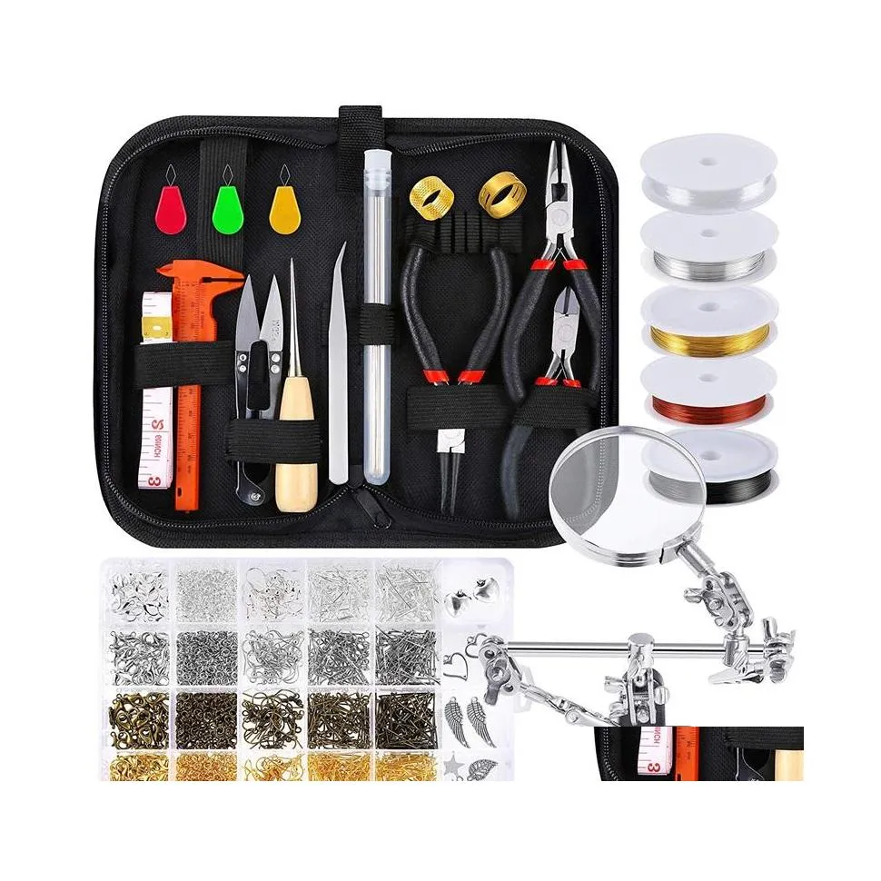 Other Jewelry Making Supplies Wire Wrap Kit With Beading Tools Hel Hands Findings And Pendants Drop Delivery Components Dhk7R