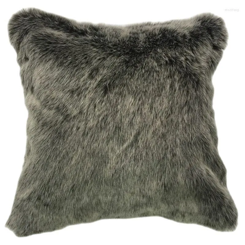 Housse de coussin en fausse fourrure gris foncé, taie d'oreiller décorative pour la maison, en acrylique, pour canapé et salon