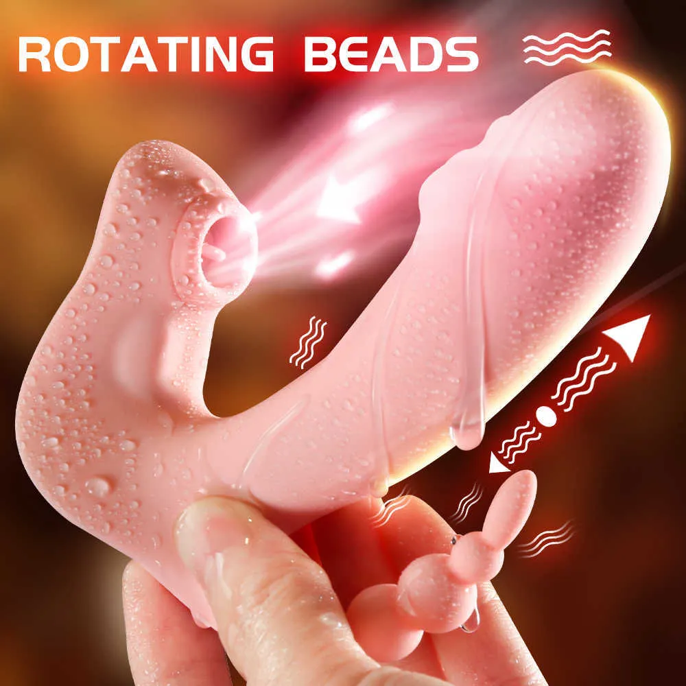 Beauty Items 3 IN 1 Klitoris Saugen Rotierende Perlen Dildo Vibrator Höschen für Frauen Vagina Stimulator Erwachsene 18 sexy Maschine Weibliche Sauger Spielzeug