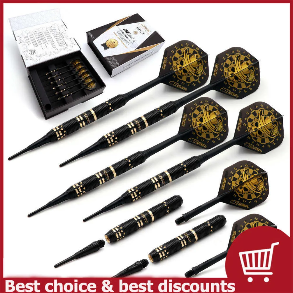 Darts Cuesoul 6pcs Soft Tip Darts PIN -штифт Электронные дротики установили 20G с интегрированными рейсами AK5 Jazz - Metal 0106