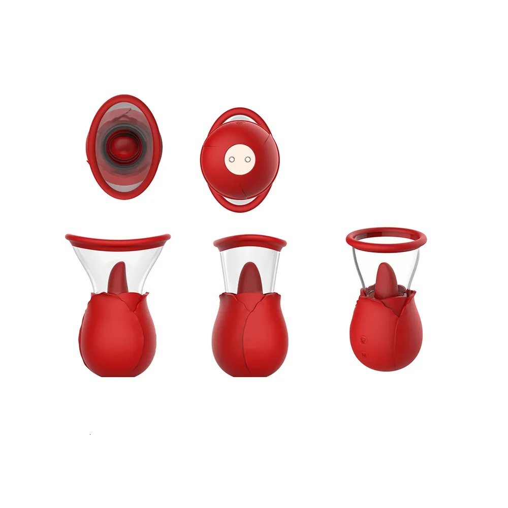 Vibratore a forma di rosa con lingua per capezzoli e clitoride_voghion.com