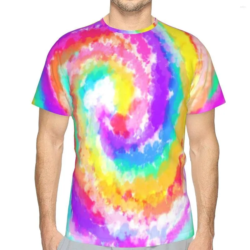 Herrar t skjortor 3d tryckta män t-shirt cool spiral färgglad tie färgämne skjorta mode kort ärm streetwear o nacktoppar tee tee