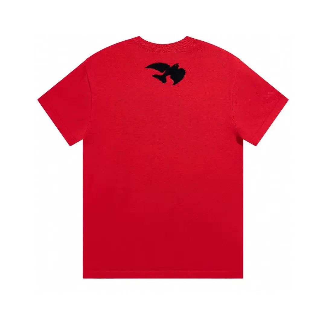 Womens t shirt red loose breathable short sleeve fashionable swallow letter print the same sweater for lovers red