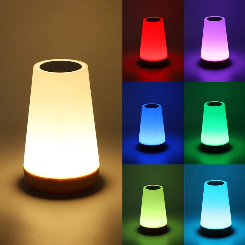 Lâmpadas de cabeceira da noite LED Lâmpada de mesa para quarto RGB RETROTO Dimmível USB Recarregável Sala Decoração de luz
