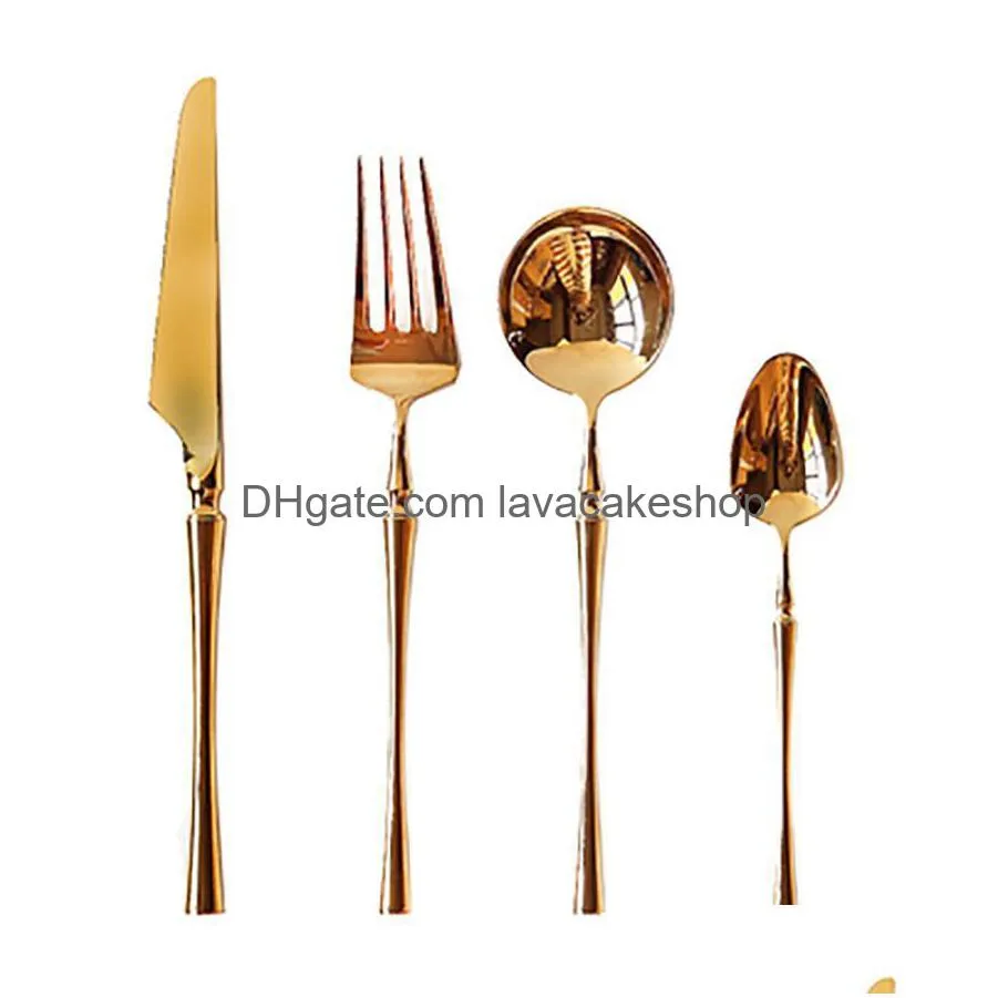 Flatware Sets European Style Mirror Polishing Cutlery Set Fashionable Design Stainless Steel Three Kinds Of Color Choosable Knife S3 Dh9Yc