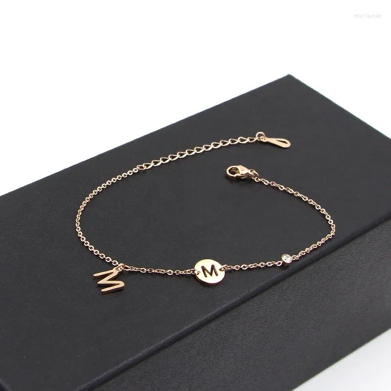 Ankjes martick mode Engelse letter m been armband met stralende kubieke roségouden kleur voor vrouw zomer bijoux ank40