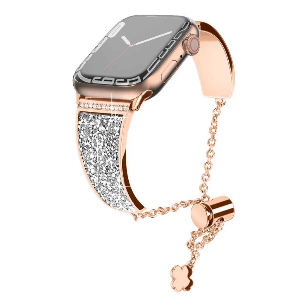 Luxury Women Diamond Stems Justerbart armband för Apple Watch 8 Band Series 7 6 SE 5 4 3 Fashion Metal Strap IWatch Ultra 49mm 41mm 45mm 40mm 44mm Chain