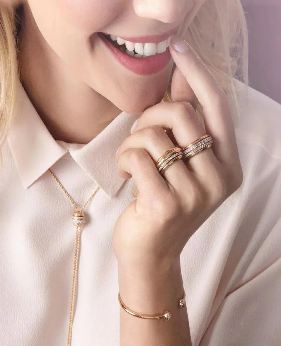 Piage Ring bezit Series Rose Extreem 18K Gold vergulde sterling zilveren luxe sieraden roteerbare bruiloftsmerken Designer Rings 7643913