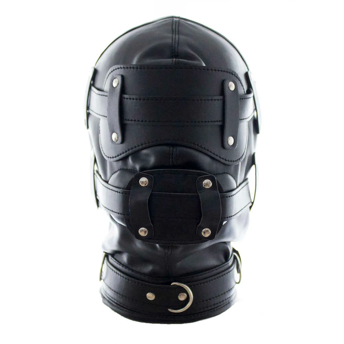 Beauty Items Faux Leather Bondage Restraint Sensory Deprivation Hood BDSM Mask With Penis Dildo Gag Adult Games sexy Toys For Couple