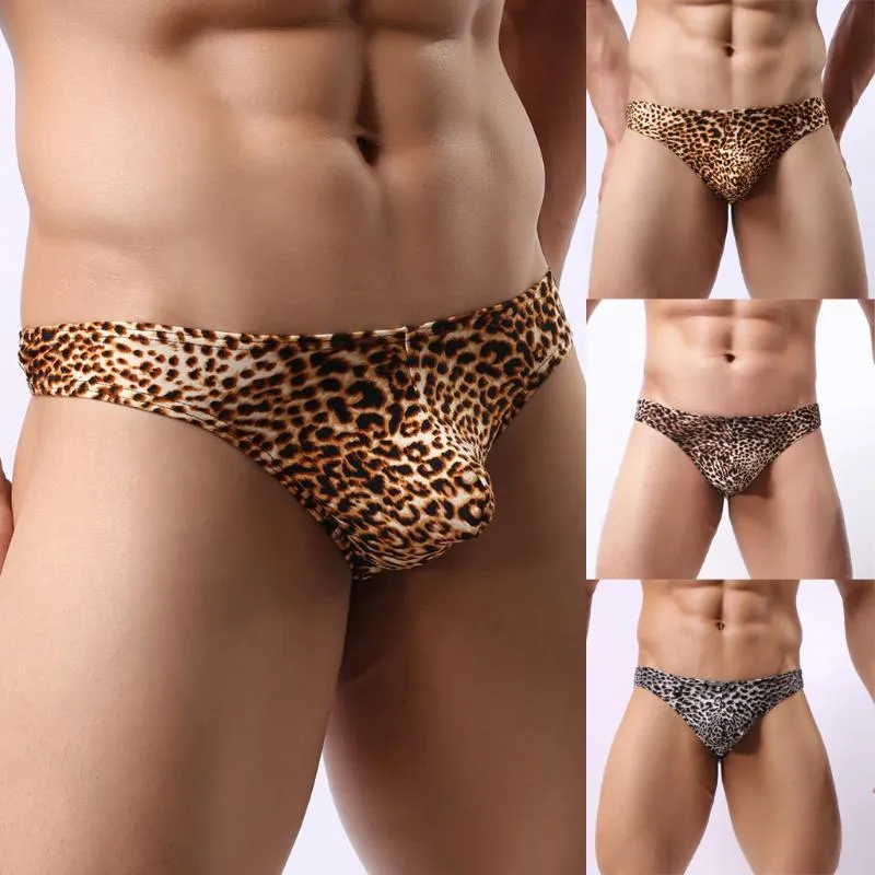 Slip imprimé léopard sous-vêtement Sexy taille basse pour hommes à travers des slips pour hommes Shorts respirants confortables
