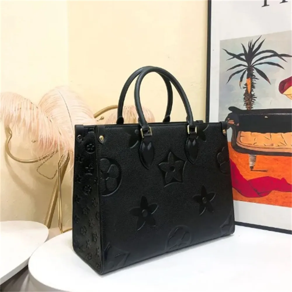 Onthego Large Capacity Totes Fashion Sac Femme Leather Designers Embossed Flower Monograms Handbag Purse Tote Bag Shoulder Cross body Female backpack