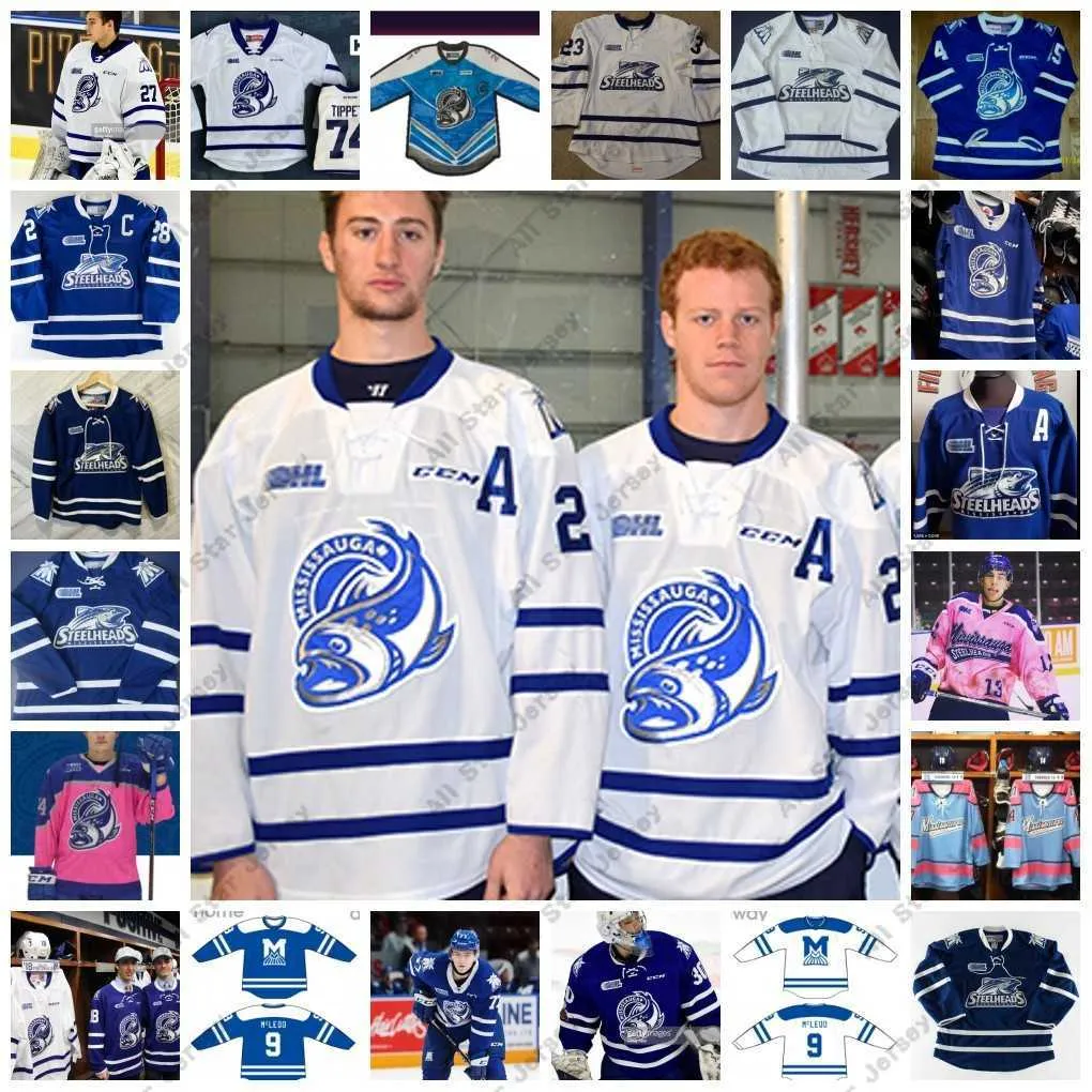 Хоккейные майки Custom Ohl Mississauga Steelheads сшитые хоккейные майки 28 Стюарт Перси 9 Майкл Маклеод 41 Николас Гаага 14 Натан Бастиан 2 Дилан Демело