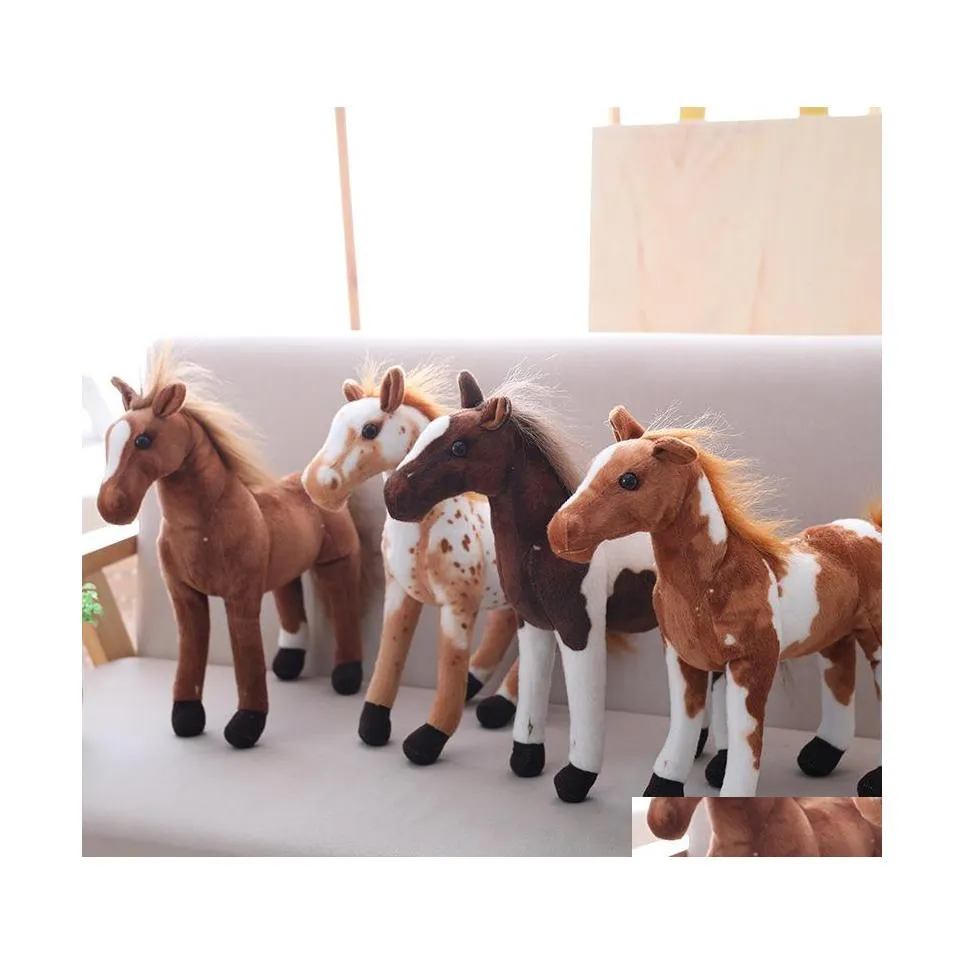 Keepsakes 3060 cm Simation Horse Plush Toys Söta bemannade djur Zebra Doll mjuk realistisk leksak barn födelsedagspresent hem dekoration 402 dhgot