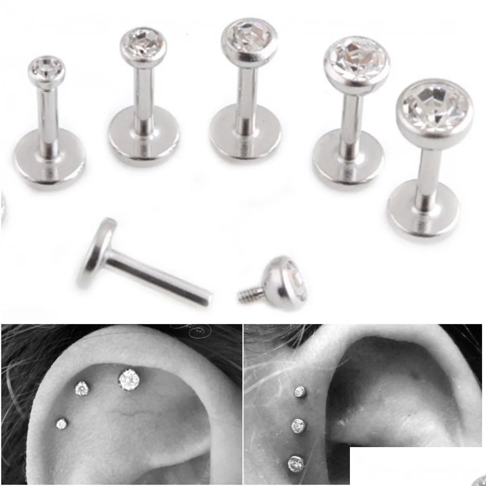 Labret Dudak Piercing Gewelry Gem Stud K k rdak Helix Tragus