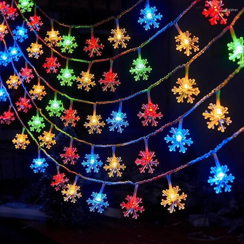 Strings USB/zasilanie baterii LED Płatka śniegu girland światła bajki wodoodporne lampa na zewnątrz świąteczne dekoracja ślubna