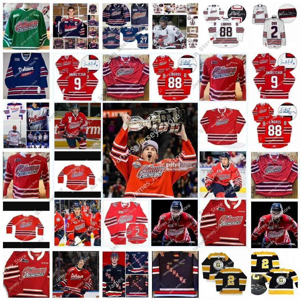 Koszulki hokejowe koszulki hokejowe niestandardowe OHL OSHAWA Generals zszyty koszulka hokeja 91 John Tavares 9 Bruce Melanson 9 Dave Andreychuk 18 David Bauer 10 Alex