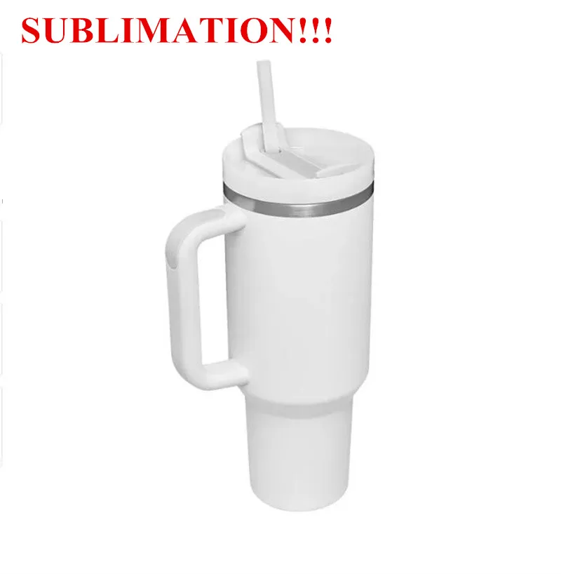 Sublimation 40oz tumbler with Handle Leak-proof Lid and Straw Reusable Insulated Travel Tumbler Coffee Mug