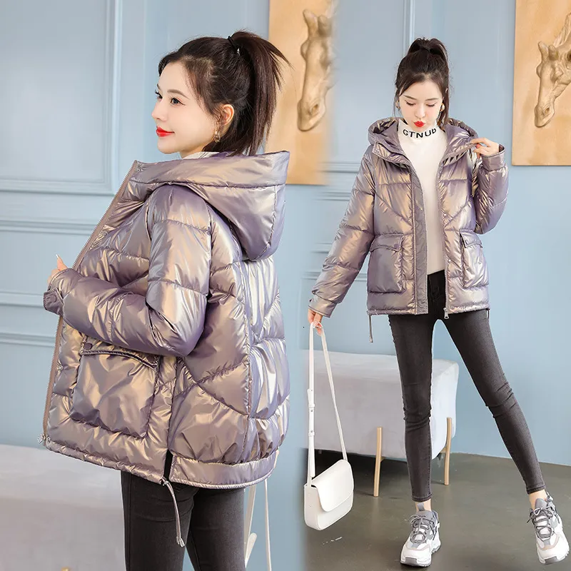 Mujeres Down Parkas Chaqueta para mujeres Batina de parka brillante de invierno