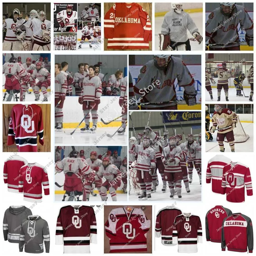 College Hockey Wears College Hockey Wears Custom Oklahoma OU Hockey Jersey 0 Ben Jawad 4 Bobby McKinley 7 Brenden Sinclair 8 Bailey Prouty 9 Logan Sadler 10