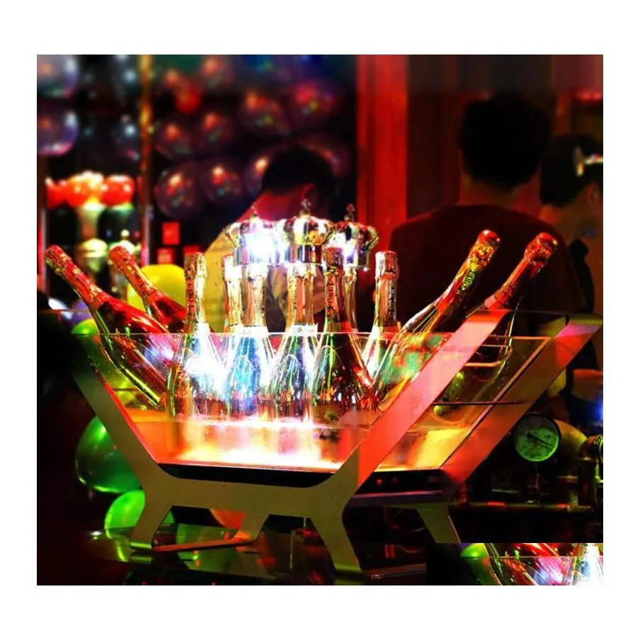 Ice Buckets And Coolers 612 Bottled Champagne Led Bucket Boat Nt Charging Color Changing Wine Cooler/Bar/Wedding/Party Beer Holder D Dhnx5