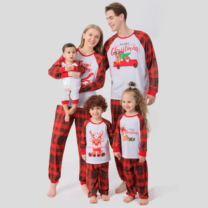 Jogga kläder julfamilj matchande pyjamas set look mor dotter far baby barn sömnkläder mamma och mig nattkläder kläder