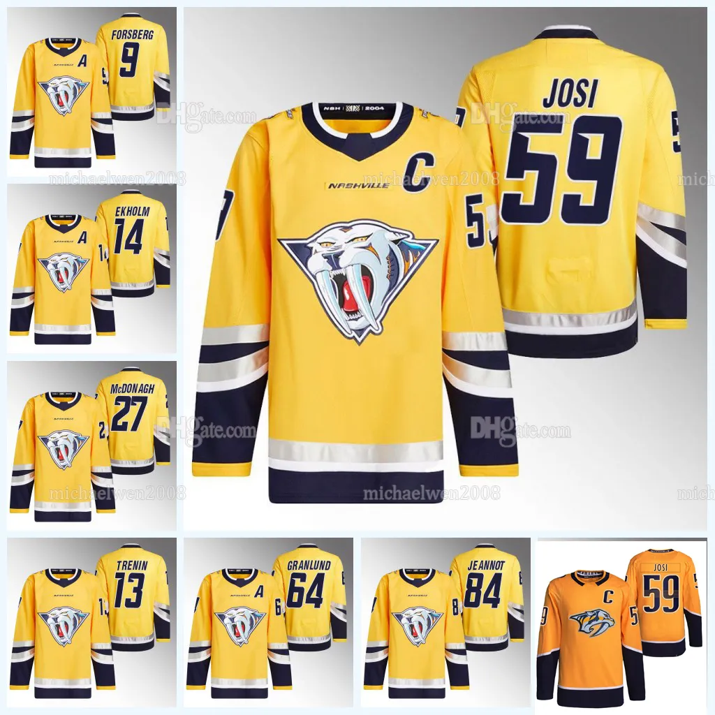 59 Roman Josi Predators Retro Retro Jersey Ryan Oreilly Juuse Saros Matt Duchene Juuso Parssinen Yakov Trenin John Leonard Cole Smith Reid Schaefer Ryan McDonagh